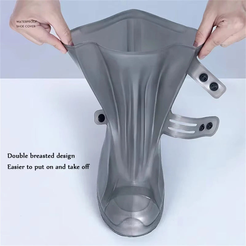 XANES 1 Pair Rain Boot Bicycle Shoe Covers Waterproof Silicone High Top Non-slip Shoes Protector Outdoor Reusable Thickened Footwear for Cycling Hiking Walking