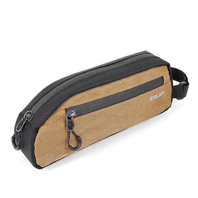 ESLNF Portable Bike Tube Bag Waterproof Big Capacity Top Zipper Hook Loop Strap Installation Nylon Bicycle Frame Bag for MTB Outdoor Riding