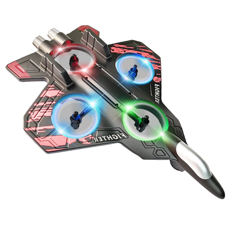 CZ01 2.4G EPP Hover Fighter Glider One-Key Circling 360 Roll 4 Turbofans 4CH LED RC Drone Airplane Quadcopter Stunt Glider RTF