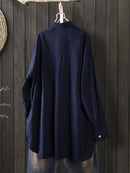 Women Daily Casual Cotton Irregular Hem Commute Loose Shirts