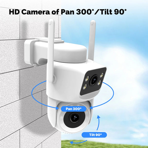 MOES WiFi Tuya IP Camera 8MP HD Dual Lens Smart Security Camera 300 Pan 90 Tilt Color Night Vision Motion Alerts Waterproof Two-Way Audio Wireless Surveillance
