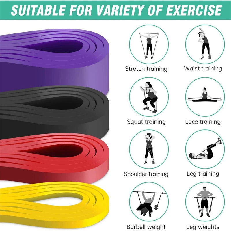 KALOAD 4Pack Heavy Duty Latex Resistance Band Exercise Elastic Band Set For Sport Strength Pull Up Assist Band Workout Pilates Fitness Equipment