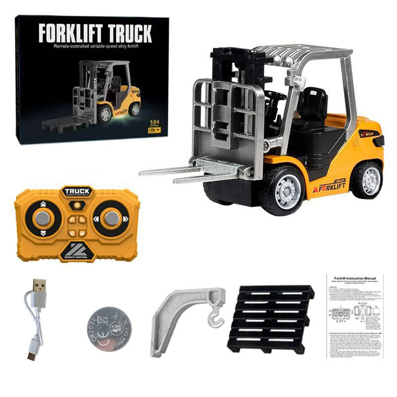 555-99 RTR 1/64 2.4G Mini RC Car Alloy Forklift Support App Remote Controlled Engineering Vehicle Desktop Toys Model Collection Gift For Boys
