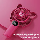 USB Mini Silent Handheld Folding Fan Digital Display 6 Speed Of Wind With Portable Stand Small Fan