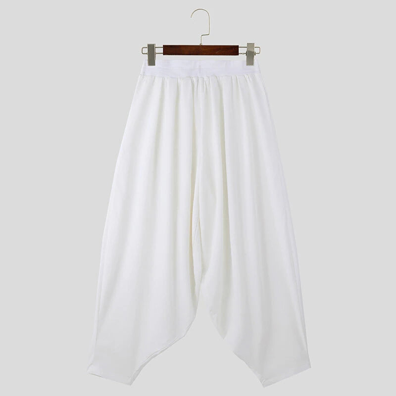 INCERUN Mens Trendy Wide Leg Pants Solid Color Casual Loose Foots-binding Pants Plus Size, Spring Fall, S-5XL