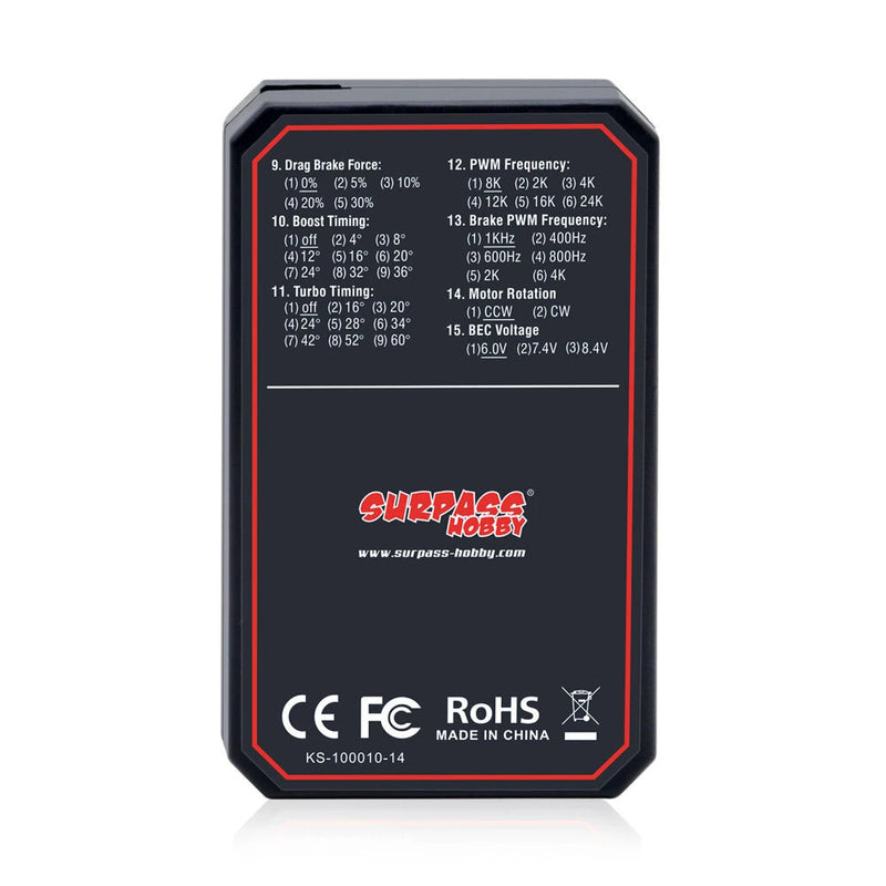 Surpass Hobby ROCKET-RC Sensored Brushless 380 390 Motor TS80 80A 6-11V ESC Universal New Programmer Card for 1/12 1/14 RC Car