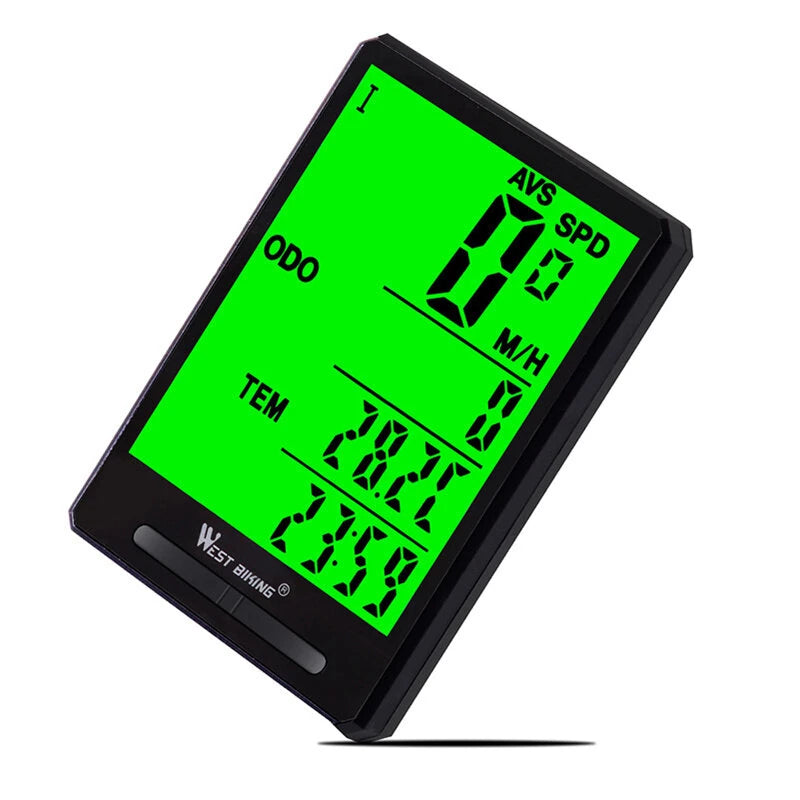 WEST BIKING Wired Bicycle Computer 2.8 Inch Large Screen LC Backlight Waterproof Speedometer Odometer Stopwatch Cycling Accessories for Mountain Bike Road Bike