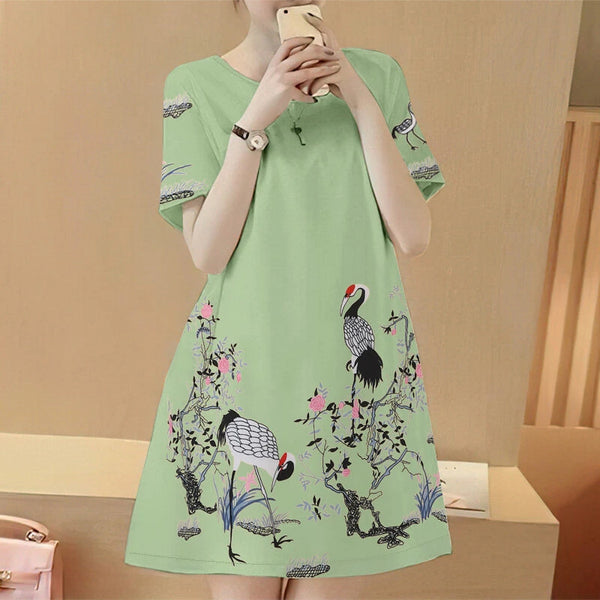 ZANZEA Elegant Style Women's Dresses Casual Short Sleeved Party Floral Printed Loose Mini A-Line Dress