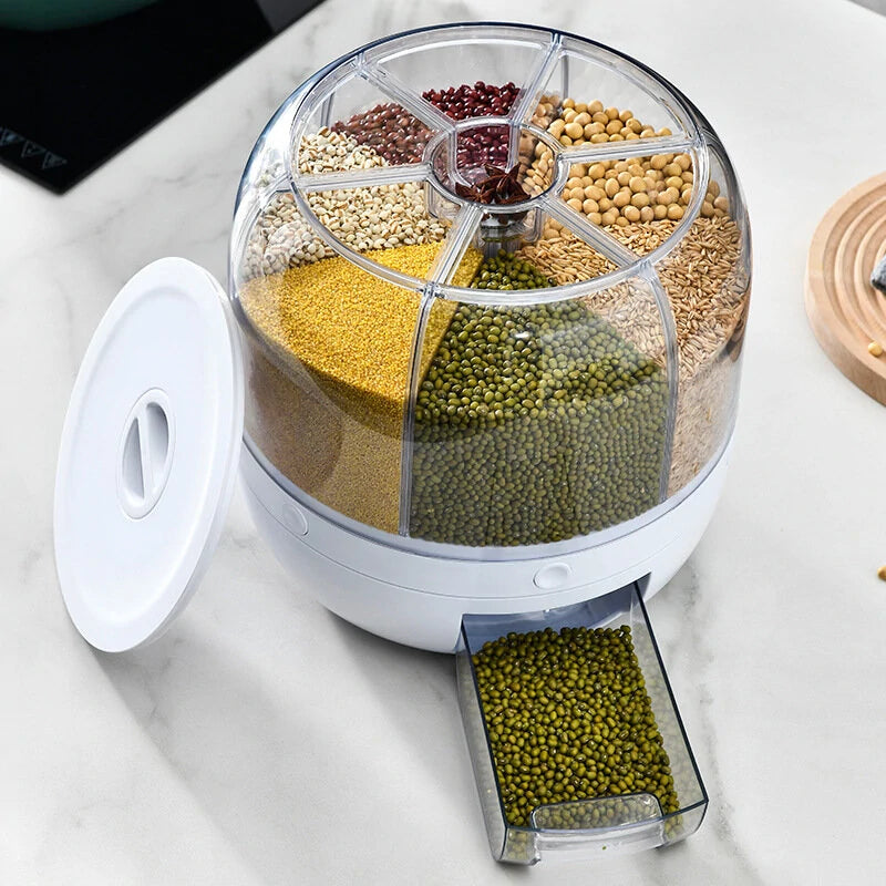 AGSIVO Grain Rice Storage Container Dispenser 360 Rotating Rice Dispenser Kitchen Organizer
