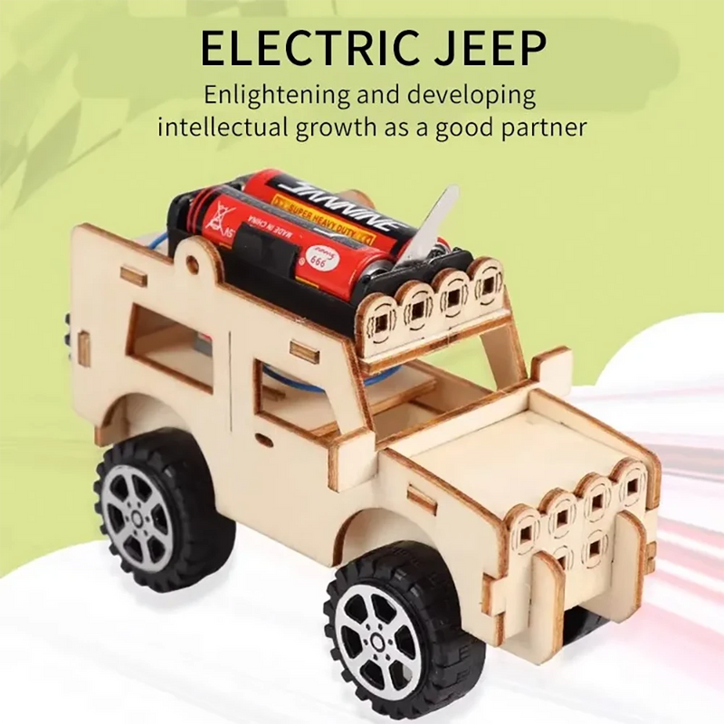 Innovative Technology Small Production for Jeep Car Electric Toy Student Scientific Experiment DIY Handmade Model School Supplies