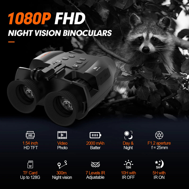 GTMEDIA N4 Night Vision Binoculars 7 Levels Infrared Light 5X Zoom Photo/Video Playback Head-Mounted Support Ideal for Outdoor Activities and Wildlife Observation