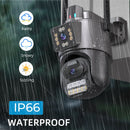 3MP+3MP Dual Lens WiFi Security Camera 5X Zoom Dual Screen PTZ Camera  ICSEE APP Outdoor Auto Tracking Color Night Vision AI Human Detection Two-Way Audio IP66 Waterproof Surveillance Camera