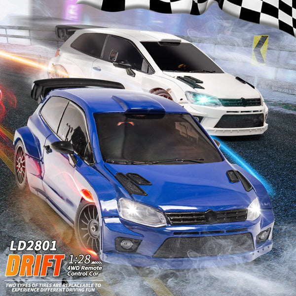LDRC 2801 RTR 1/28 2.4G 4WD RC Car Drift for POLO R LED Light On-Road Full Proportional Racing Vehicles Models Toys 3.7V 1s Battery
