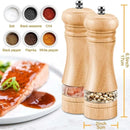 6 Inch Salt and Pepper Grinder Set Pepper Mill Hand Fresh Grind Seasoning Bottle Ceramic Core Solid Wood Pepper Grinder