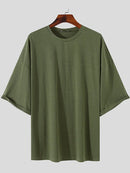 Mens Solid Drop Shoulder Casual Two Piece Outfits