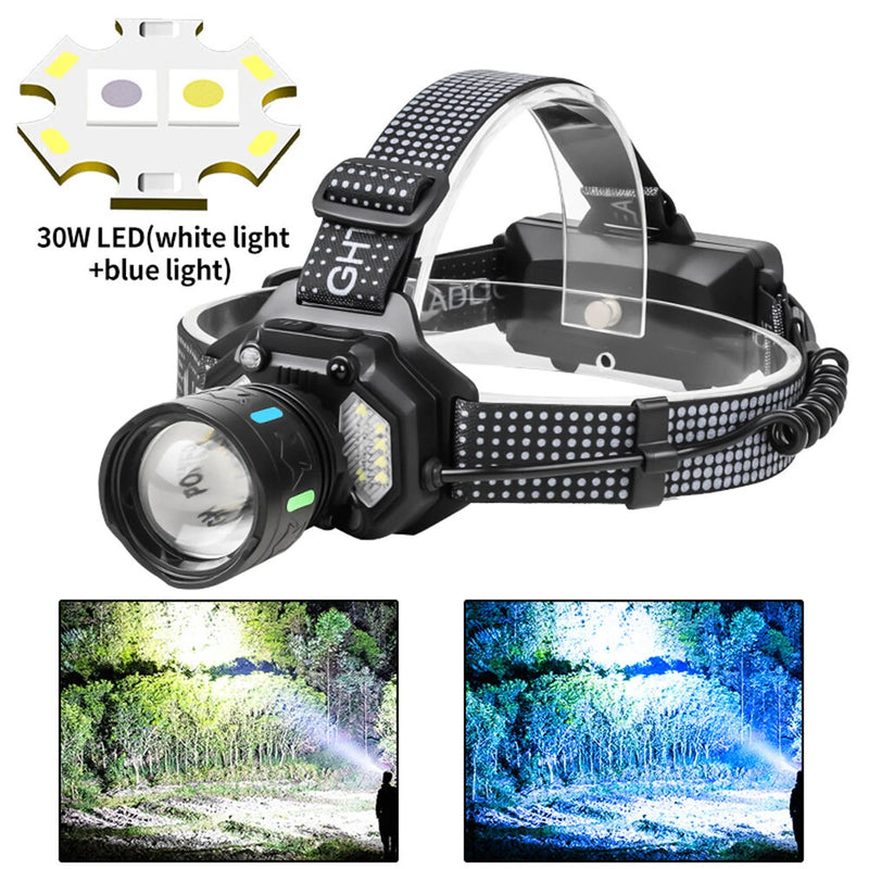 IPRee Dual Light Source Zoomable LED Headlamp with Sensing Switch Long-Range Strong Light LED Outdoor Long Endurance Head Light Searchlight