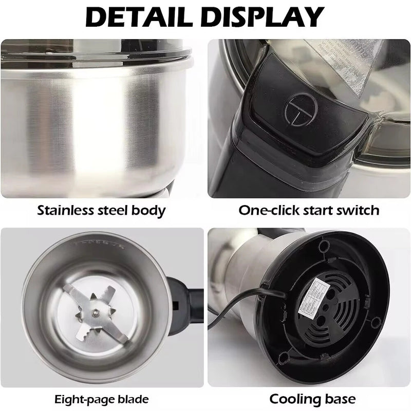400W Multifunctional Electric Coffee Grinder Adjustable Grinding Levels Stainless Steel for Coffee Beans Spices Nuts Home Kitchen 35,000 RPM