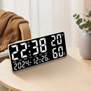 15 Inch Digital Wall Clock with Atmosphere Lights Remote Control Temp Humidity Display LED Table Clock Multifunctional Alarm Clock