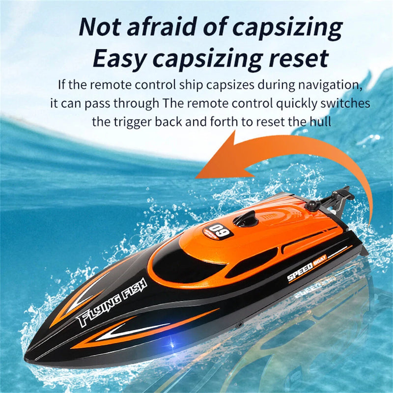 HXJRC HJ812 2.4G 4CH RC Boat High Speed LED Light Speedboat Waterproof 25km/h Electric Racing Vehicles Models Lakes Pools Remote Control Toys
