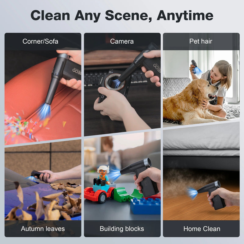 MECO ELEVERDE D1 Electric Compressed Air Duster Vacuum Cleaner 8-Gear to 130000RPM  Keyboard Cleaner Rechargeable Cordless Air Duster for Computer, Car, Pet Hair