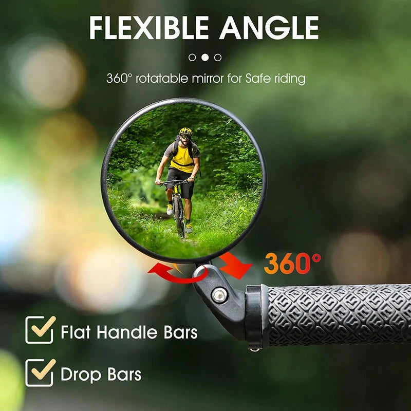 WEST BIKING Round Bicycle Rearview Mirror 360Rotatable Convex Safety Cycling Motorcycle MTB Bike Rearview Mirror