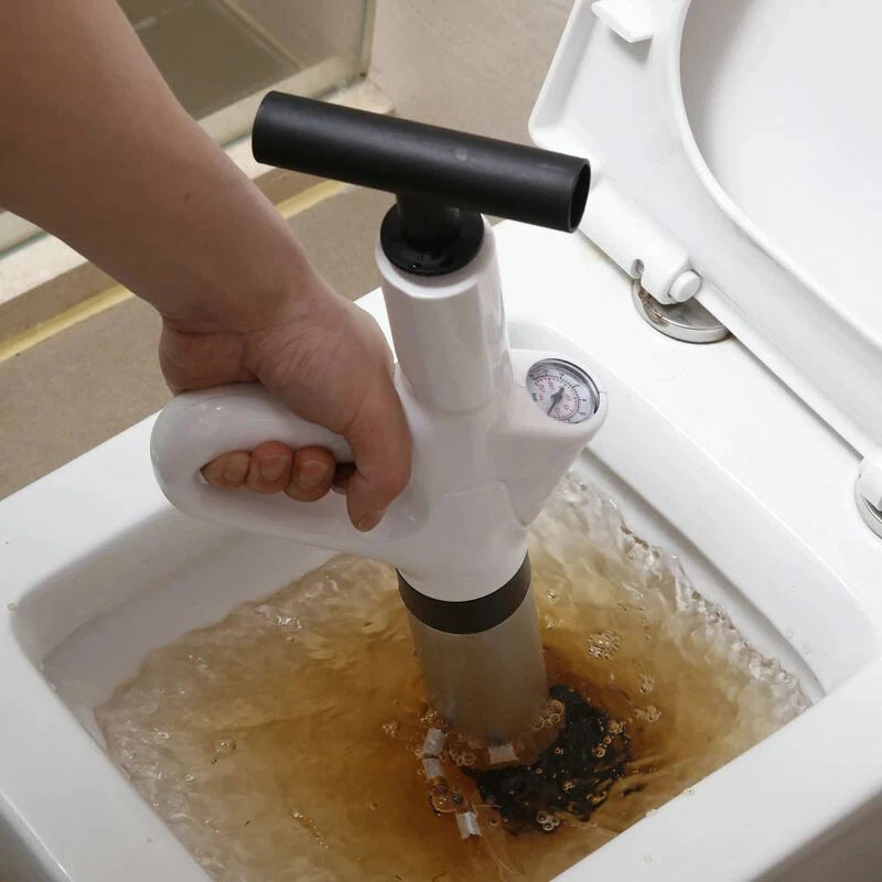 Stainless Steel Toilet Pipe Unblocker Pneumatic Household Toilet Pipe Dredger High-pressure Dredging Tool Set for Toilet Vegetable Sink Wash Basin Floor Drain
