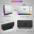 180  Rotation RGB Colorful Night Light Radio Projection Clock Projection Digital Alarm Clock With Night Light 2 USB Output Port 12H/24H FM Radio Time Projector LED Clock