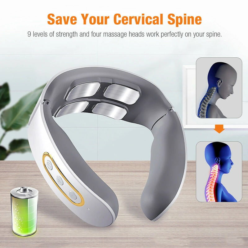 CHIGO 4-Head Neck Massager TENS Muscle Neck Massager Wireless Electric Neck Massager Device 6 Massage Modes 9 Strength Levels