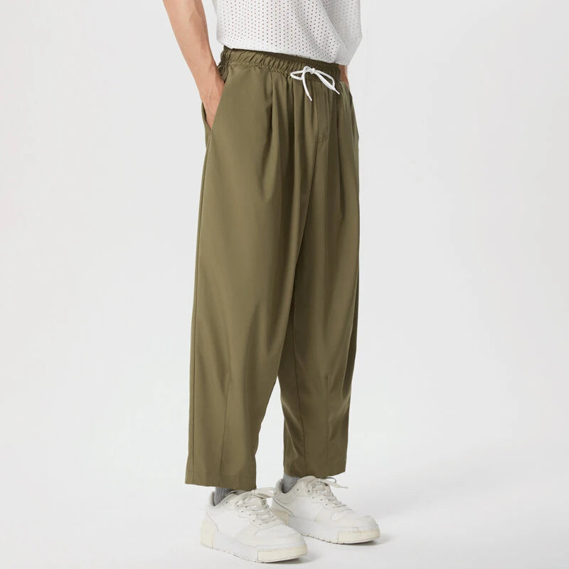 INCERUN Men Pants Retro Casual Wide Leg Cotton Linen Loose Pants Casual Solid Color Men's Pants