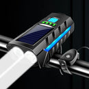 Bikight 4 in 1 Solar Bike Headlight 2400mAh Battery Power Bank 3 Light Modes Waterproof Bicycle Front Light with 130db Horn for MTB Bike Motorcycle Electric Vehicle