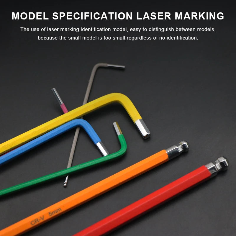 RIDERACE 7Pcs S2 Alloy Steel Portable Mini Bicycle Inner Hexagon Wrench Set 1.5/2/2.5/3/4/5/6mm Spanner Flat Ball Opening Colorful MTB Road Bike Repair Tool Kit