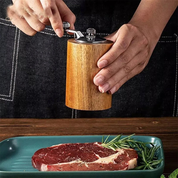 Manual Wooden Peppercorn Black Pepper Grinder Pepper Grinder Kitchen Manual Solid Wood Pepper Mill Household Sea Salt Pepper Grinding Bottle