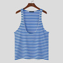 INCERUN Mens Striped U-Neck Sleeveless Casual Vest Simple Gym Sports Tank Top