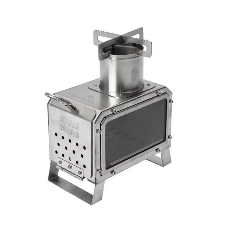 IPRee MOUNTAINHIKER Portable Square Wood Stove Stainless Steel Stove Fire Pit Heater Outdoor Picnic Hiking Camping Wood Burner Stove