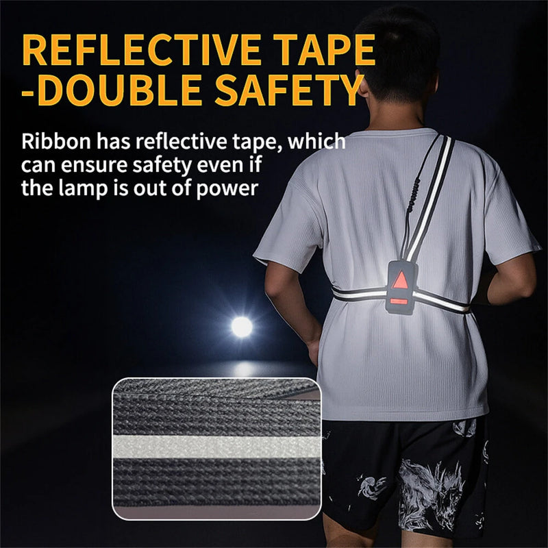 Night Running Lights for Runners LED Chest Lamps with Reflective Vest Gear and Rechargeable Battery Charging Lights