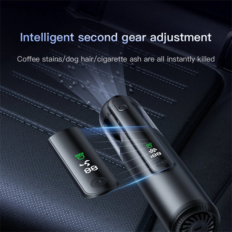 Tevorex Cordless Handheld Car Vacuum with Green Light,16000PA Suction,USB Rechargeable, Brushless Motor, Digital Display, Blow & Suction