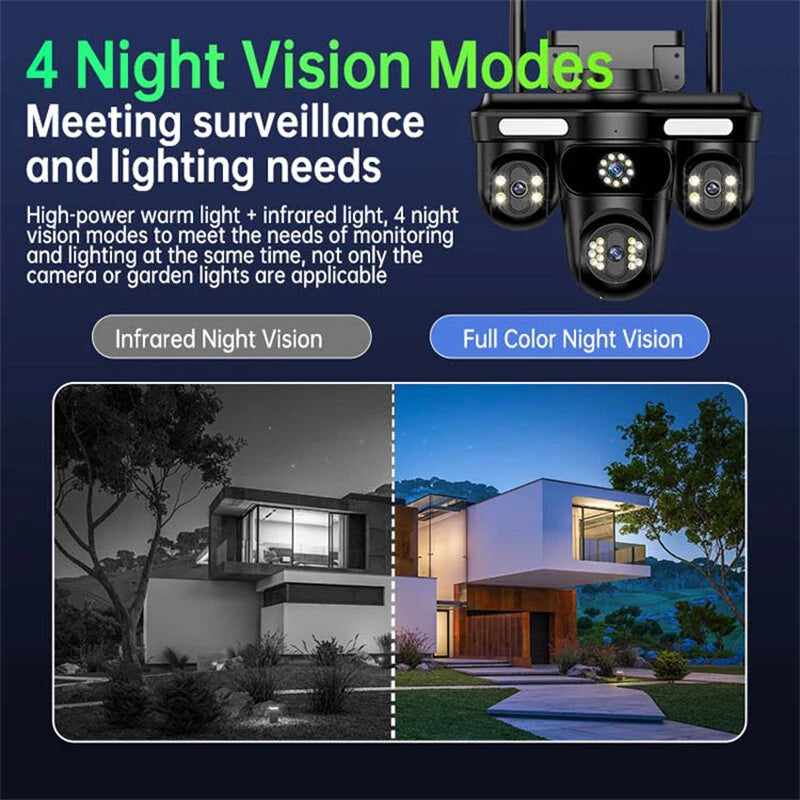 6MP WIFI IP Camera Three Lens 10X Zoom Three Screens WiFi Wireless Outdoor Monitor Security Protection CCTV Video Surveillance