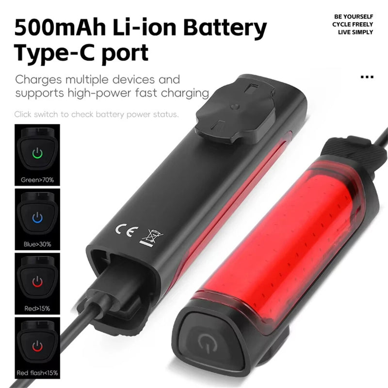 WEST BIKING 120LM Smart Brake Sensor Bicycle Taillight Lightweight  IP65 Waterproof Type-C Charging 8 Modes Flash Bike Rear Light for MTB Night Cycling Safety