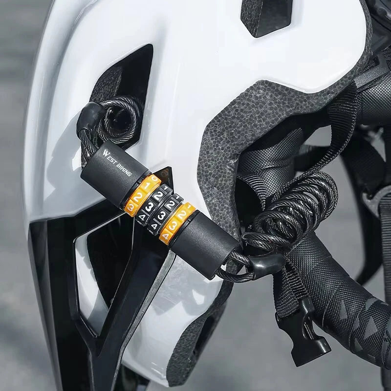 WEST BIKING Bicycle Lock Steel Cable Chain Security 4 Digit Combination Anti-Theft Password Code Safety Bike Lock