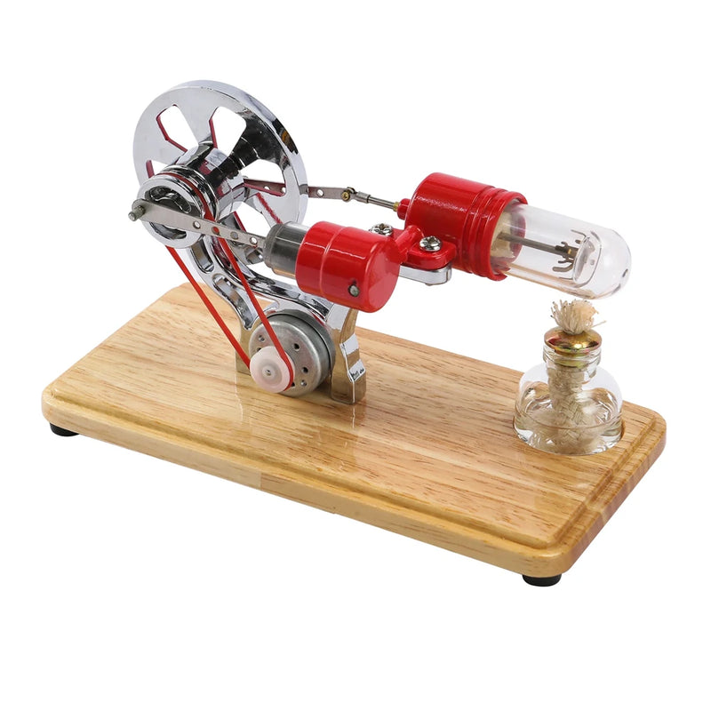 LL-009 Hot Air Stirling Engine Kit Model Electricity Generator Physical Generator Model with LED Light Flywheel Design Science Experiment Learning Education Toys