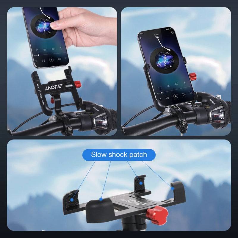 LAOTIE BM2 Universal Bike Phone Holder Four Corners Shockproof Free Rotation 4.0"-7.0" Cellphone Electric Scooter Motorcycle Bicycle Mount for SAMEBIKE LAOTIE