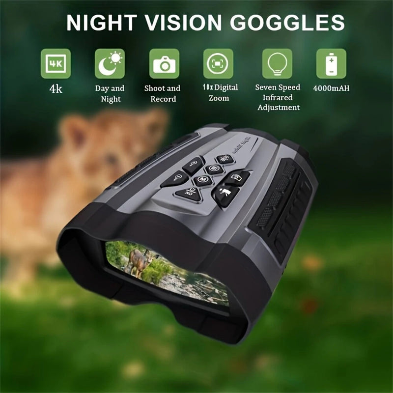 Portable 300M Infrared Night Vision Binoculars 2.5K UHD 58M Pixels 10X Zoom Digital Telescope for Camping Recorder Climbing Hiking
