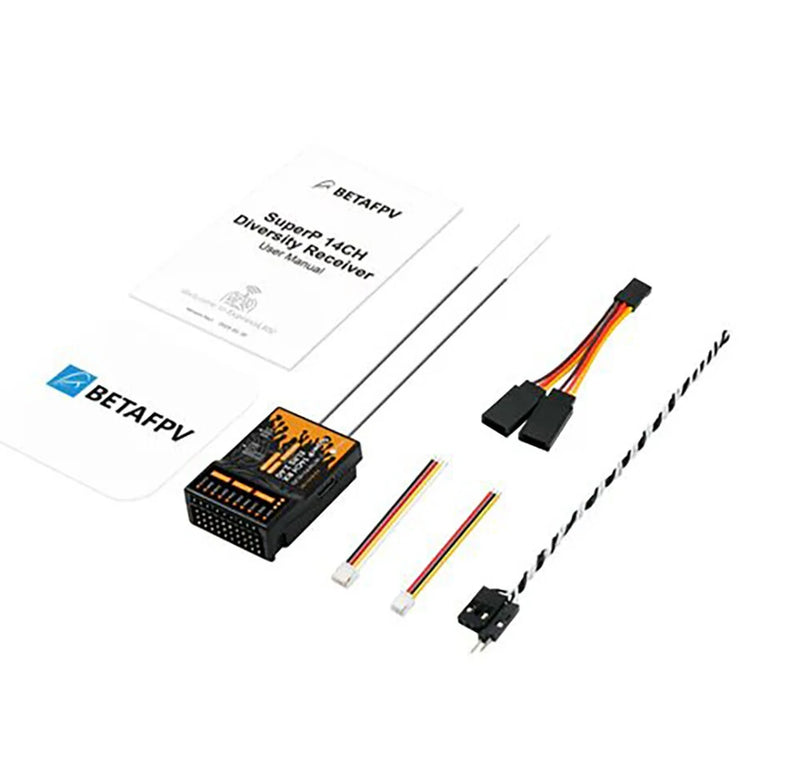 BETAFPV SuperP 2.4Ghz/915MHz 14CH ELRS PWM Diversity Receiver with Dual Antenna Dual Reception For RC Airplane Cars Boats Drones