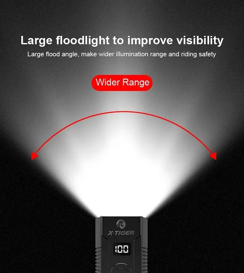X-TIGER USB Rechargeable Bike Light, Super Bright 1800 Lumen Wide Angle View Bicycle Lights, Easy To Install Bike Front Lights, Bicycle Headlight Safety Flashlight