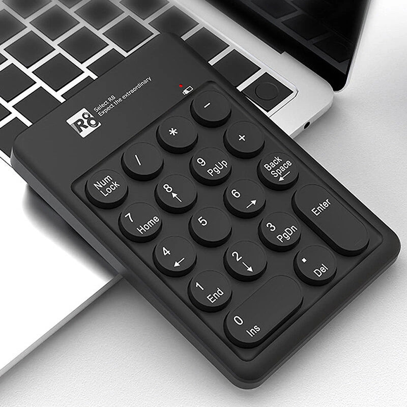 R8 1817 Mini Wireless Numeric Keypad 18-Keys Ergonomics Numpad 2.4G Wireless Keyboard Plug and Play for Offices Computer Gamer