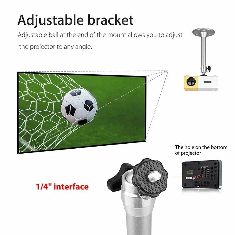 Portable Projector Bracket 360 Rotatable Ceiling Wall Mount Beamer Holder Aluminium Alloy 2KG Loading Beam Projector Stand