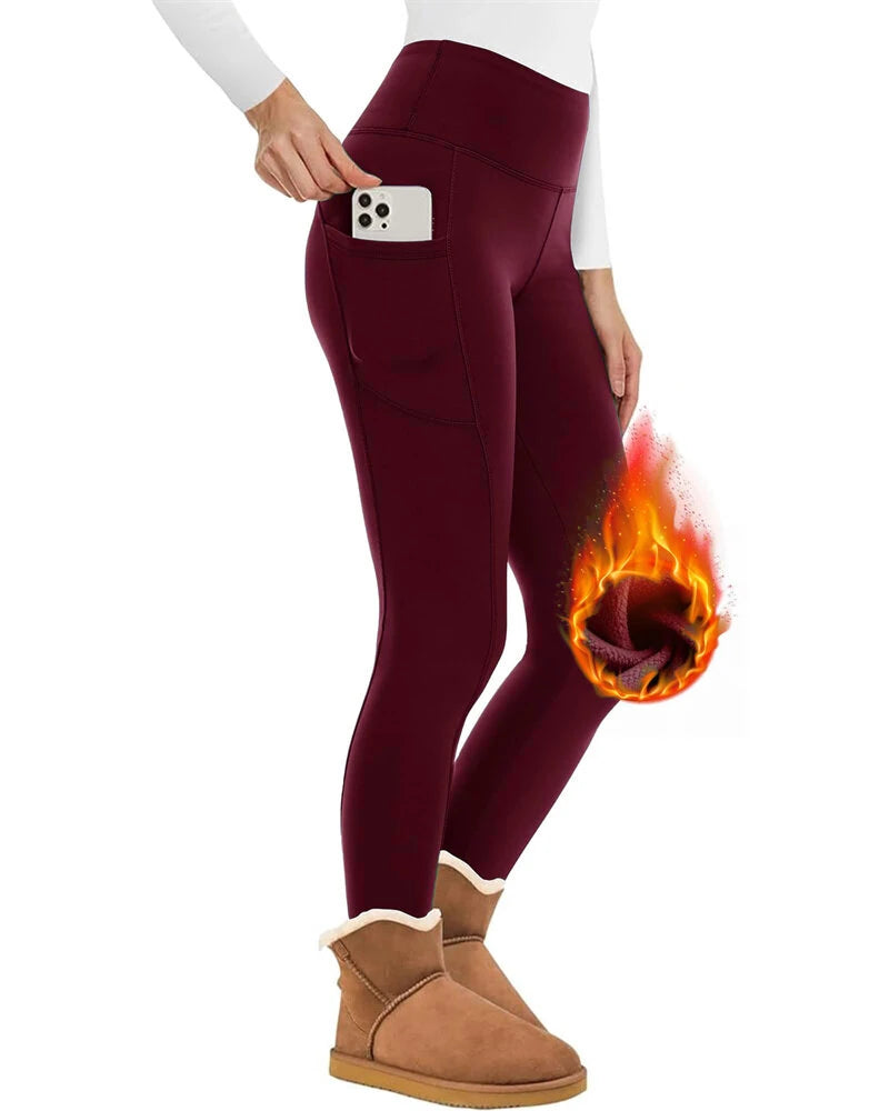 Women's Fleece Lined Leggings Thermal Warm Winter Tights High Waisted Yoga Pants Cold Gear With Pockets Autumn Winter Leggings