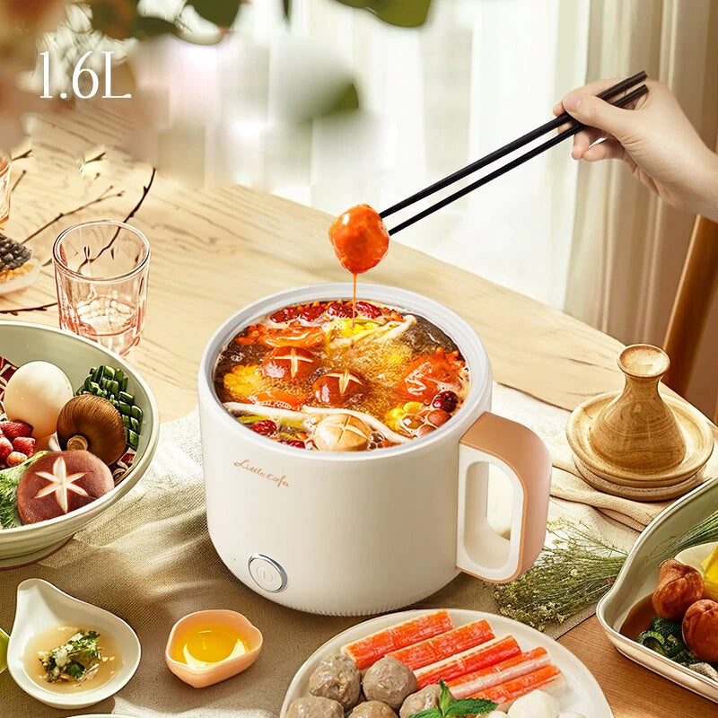 Littlelofa 1.6L Electric Cooker Household Mini Hot Pot 500W Cooking Pot For 1-2 People Home Kitchen Dormitory