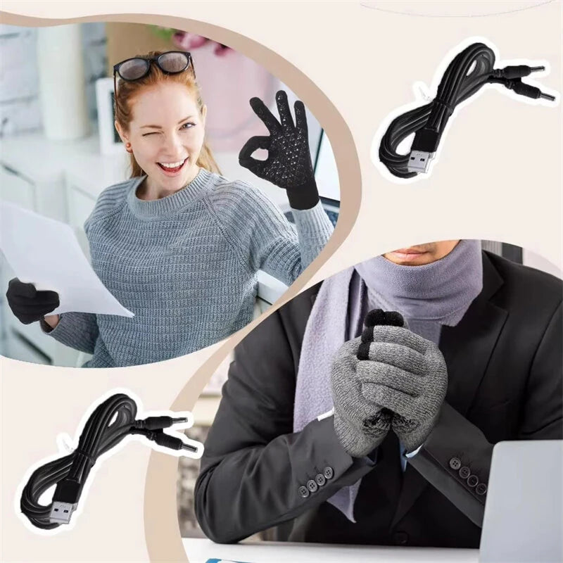 TENGOO Winter Electric Heated Gloves USB Rechargeable Electric Heated Gloves Warm Gloves for Men Women Motorcycle Snowboard Cycling Unisex Hand Warmer Driving