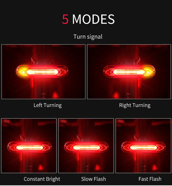 Bicycle Light USB Rechargeable Tail Light Warning Bike Rear Light Smart Wireless Remote Turn Signal Light LED Bicycle Lantern